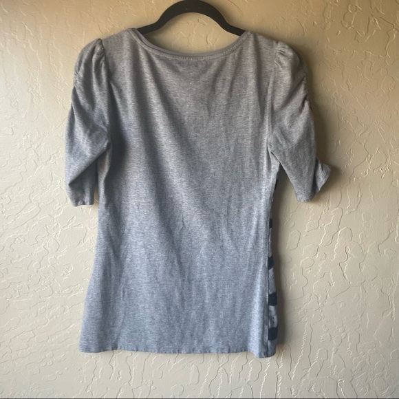 White House Black Market Gray Short Sleeve Blouse - Picture 4 of 8